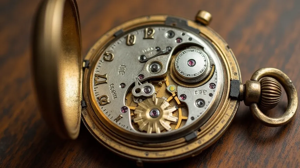 Open Elgin pocket watch showing the movement