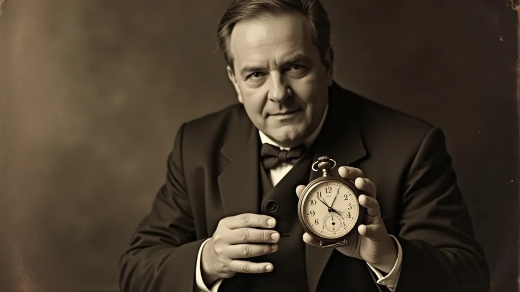 Vintage photograph of a man with a pocket watch