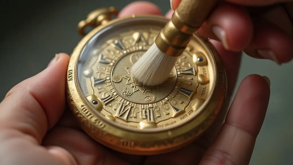 Antique gold pocket watch case being cleaned