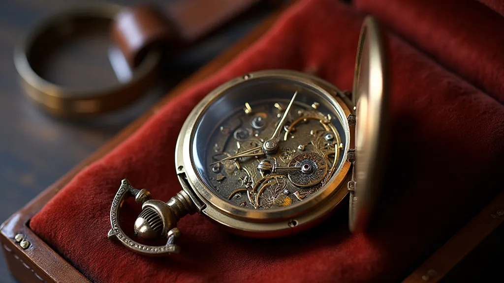 Antique pocket watch showcasing its movement