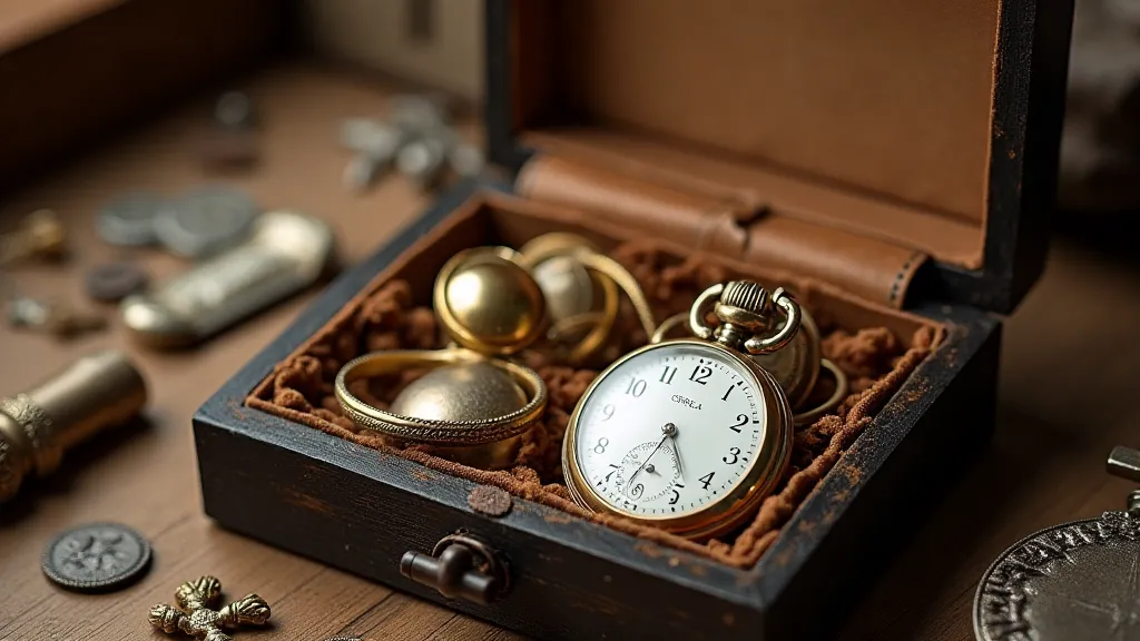 Antique pocket watch in a watch box