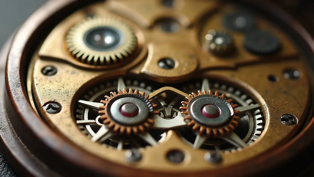 Close-up of a pocket watch movement showing serial number