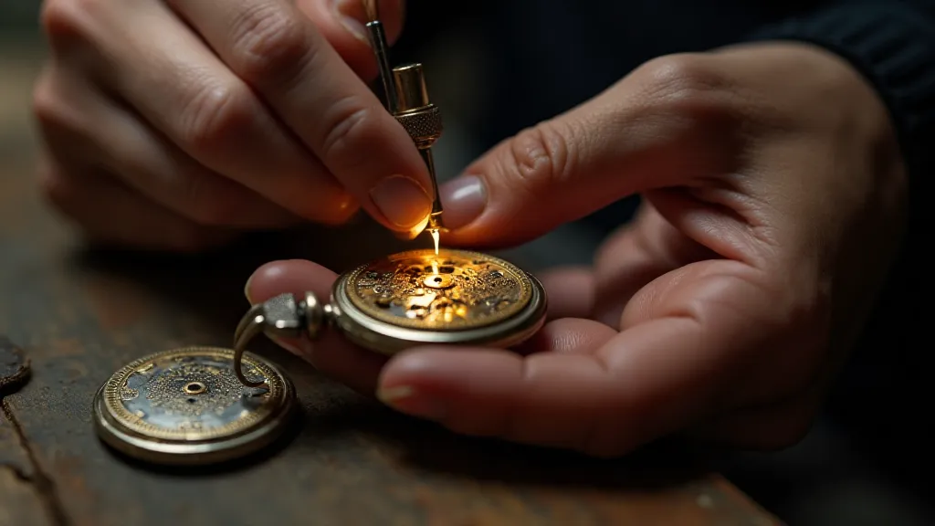 Applying watch oil to a pivot point