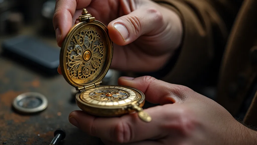 Watchmaker repairing pocket watch