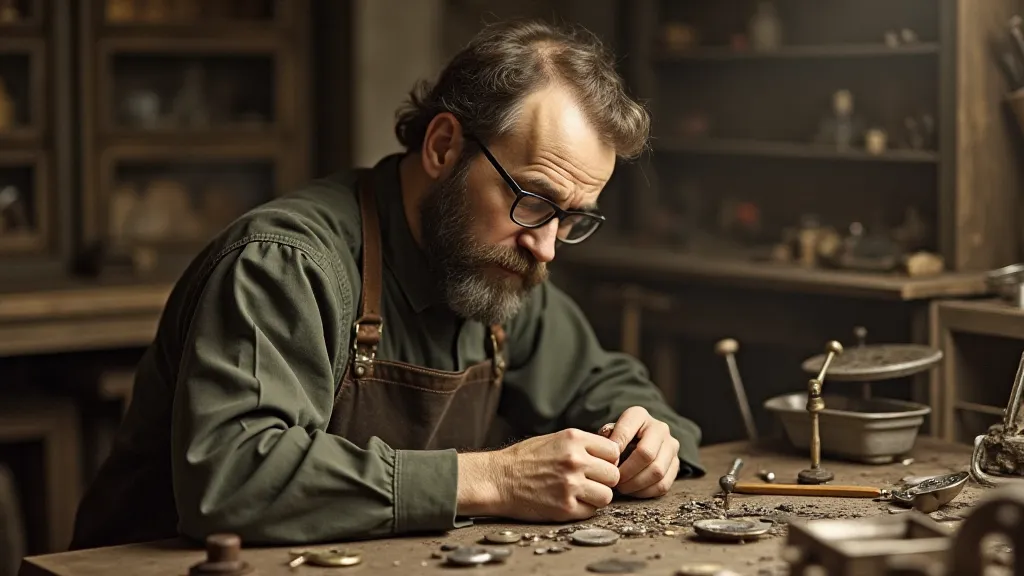 A watchmaker repairing an antique pocket watch