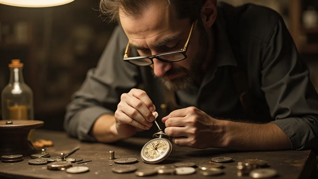 Vintage watchmaker at work