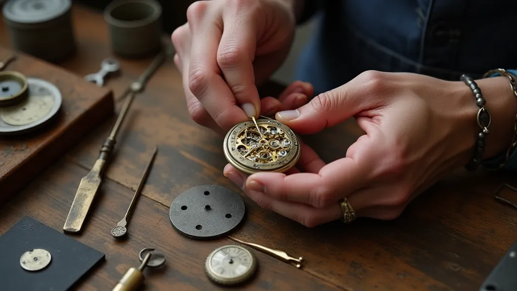 Watchmaker restoring a pocket watch